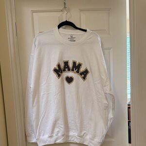 White 'Mama' Sweatshirt with Black and Gold Accents